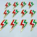 3 x FAZHBARY 12 PCS Lightning Iron On Patch Gold Edges Chenille Bolt Patches Lightning Bolt Applique for DIY Clothes Decor