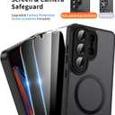 Magnetic for Samsung Galaxy S26 Ultra Case with Stand and Screen Protector & Camera Protector,Galaxy S 26 Ultra Case Compatible with MagSafe,Matte Translucent Shockproof Slimi Phone Case -Black