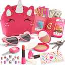 Little Girls Purse Set, Kids Play Purse with Pretend Makeup Accessories for Toddlers Girls Age 4-6 3-5 6-8, Princess Unicorn Toys for 2 3 4 5 6 Year Old Birthday Gifts