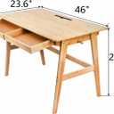 Dicunoy Computer Desk with 2 Drawers, 46" Solid Bamboo Home Office Writing Desk for Small Space, Compact Simple Tables with Gap Design and Hook for PC, Laptop, Students, Study, Makeup, Bedroom, Large