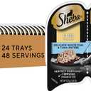 Sheba Perfect Portions Wet Cat Food Cuts in Gravy, Cat Food Wet Recipe, Delicate White Fish & Tuna, 2.6 oz. Twin-Pack Trays (24 Count, 48 Servings) (EXP 05/30/28)