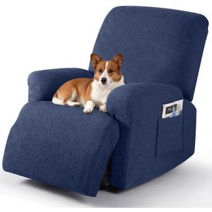 Timeles Recliner Covers Extra Wide Recliner Chair Covers Reclining Couch Covers Sofa Slipcovers Stretch Soft Washable (Single-Seater Oversized, Navy Blue)