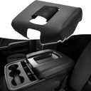 KBH Auto Center Console Cover Replacement for Chevy Chevrolet Silverado & GMC Sierra 1500 2500 3500 2014-2018, Vinyl Leather Armrest Replace Covering, Anti-Scratch, Split Bench Jump Seat (Black)