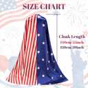 HAPNBCELE Adult 4th of July American Flag Cape Costume, Retro 80s USA Patriotic Outfit for 250th Anniversary Independence Day (New-flag, 150cm/59inchs)