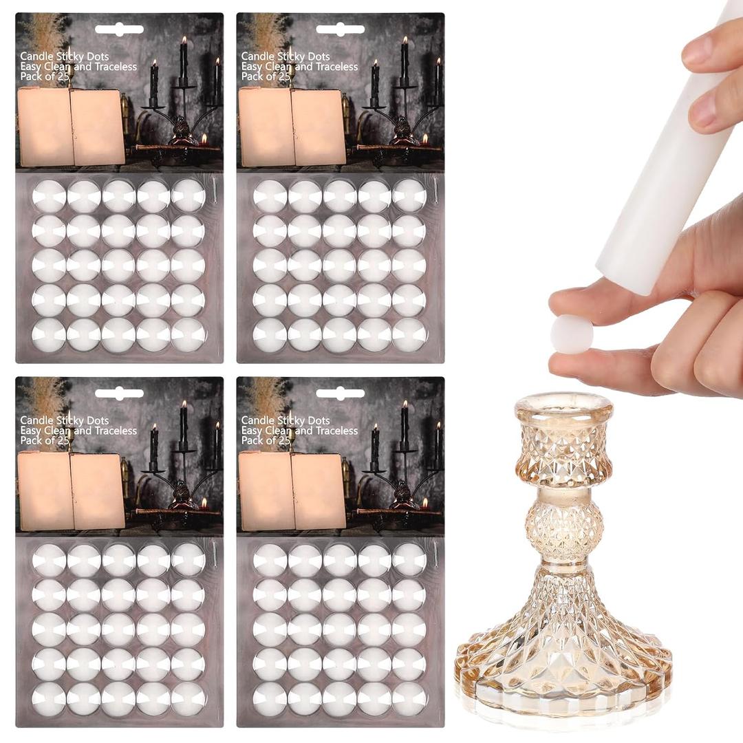 LemonRoad 100 Pcs Wedding Taper Sticky Wax Dots White Wax Candle Adhesive Dots Bulk Secure Placement Easy Clean Traceless Small Grips Taper Holders Accessories for DIY Graduation Party Supplies