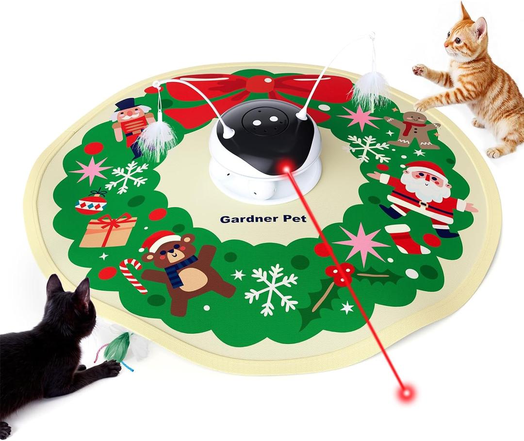 Gardner Pet Interactive 5in1 Cat Toys Chargeable,Moving Feather,Laser Pointer,Track Ball,Hide and Seek,Real Bird Sing,Touch/Sound Activated Cat Kitten Toy Exercise Toys for Indoor Bored Cats, 600mAh (600mAh-Doubled Battery Life)