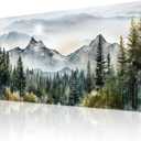 Wapluam Abstract Mountain Landscape Canvas Art - Modern Wall Decor For Living Room, Bedroom - Stretched & Framed, Ready To Hang (40"L x 20"W)