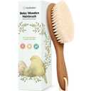 Wooden Baby Hair Brush for Toddler Girls, Boys - Infant Cradle Cap Brush, Newborn Baby Comb, Soft Goat Bristles Comb for Newborn Girl, Boy Hair, Scalp, Styling, Bath Essentials(Dark Walnut, Regular)