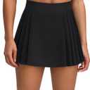 LASLULU Womens Tennis Skirt Pleated Athletic Workout Clothes Outfits Running Pickleball Golf Skorts Skirts with Shorts (Black, Small)