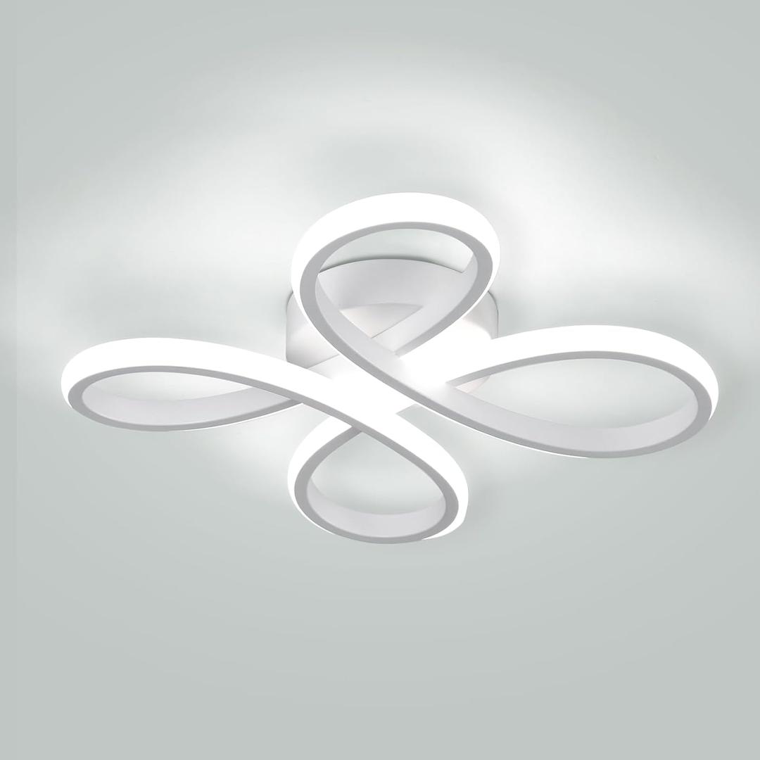 ADISUN Modern LED Ceiling Light, 6000K Semi Flush Mount Ceiling Light Fixture, Modern Unique Lights for Living Room Bedroom Corridor Aisle Hallway (L11.5*W11.5*H1.18) (White)