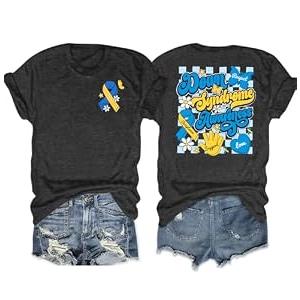 Down Syndrome Awareness Shirts Women Down Syndrome Support Shirt Ribbon Love Heart Graphic Tee Tops 2XL Grey