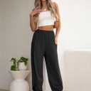ANRABESS Womens Wide Leg Palazzo Capri Pants 2026 Summer Casual High Waisted Barrel Lounge Flowy Cropped Beach Work Trousers (Black, M)