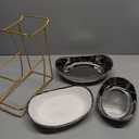 jessie 3 Tier Ceramic Fruit Bowls for Kitchen Counter with Metal Rack, Fruit Basket with Stand, Porcelain Bowls for Vegetable Bread Candy Snack Nuts Dessert Cake Tray (Silver 3 Layer)