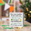 St Patricks Day Decor Irish Blessing Decorations Rustic Shamrock Wood Sign Home Tabletop Shelf Desk Decor May Your Troubles Be Less St Patrick's Day Decorations 5 X 5 Inches