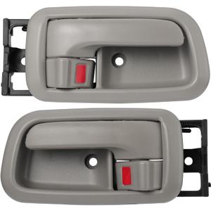 Pair of Interior Door Handles W/Bezel (Light Gray) for Toyota Tundra (Standard/Regular/Extended Cabs ONLY) 2000 2001 2002 2003 2004 2005 2006,Front Left Driver & Right Passenger Side