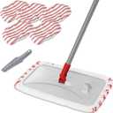 Masthome Extra Large Microfiber Mop for Floor Cleaning, 16 Flat Mop with 5 Pad for Wet & Dry Use, Dust Mop for Hardwood Laminate Tile Ceramic, 1 Cleaning Scraper Included-Red