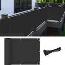 Patio Balcony Privacy Screen Black, 2.5' x 12' Screen Mesh Railing Cover for Apartments, Outdoor Privacy Screen with Zip Ties for Deck Shade Backyard Fence Panel Temporary Porch Fencing