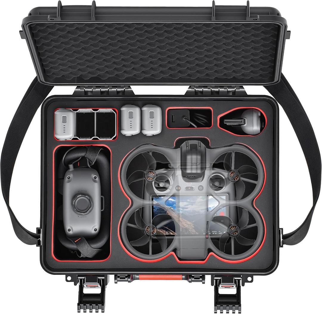 Waterproof Hard Case for DJI Avata 360 Combo, Shockproof Travel Storage Box with Custom Foam for Drone, RC2, G-N3 Goggles, Motion Controller, Charger Hub (Only Case), Single Layer