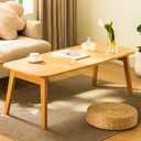 Baveke Folding Coffee Table- Foldable Floor Tables, Mid Century Coffee Table for Living Room, Small Coffee Tables Solid Wood Japanese Low Table for Sitting on Floor, No Assembly, 47.2''-Natural, 47.24 in