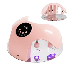 Rechargeable LED Nail Lamp, Meremit 49W Nail Curing Lamps for Gel Polish, UV Nail Light with 4-Timer Setting and Flexible Angle Adjustable, Professional LED Nail Dryer for Fingernails & Toenails (Pink)