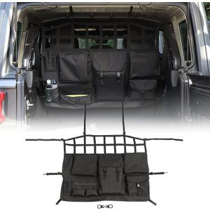 JeCar for Wrangler Rear Seat Divider Pet Net Dog Barrier Trunk Cargo Organizer Storage Accessories for 2007-2024 Jeep Wrangler JK JL (4-Door Only)