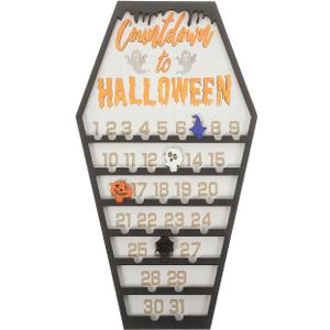 BESPORTBLE Halloween Countdown Calendar Wooden Coffin Shape 3D Advent Calendar Indoor Halloween Decor Party Decorations Holiday Countdown