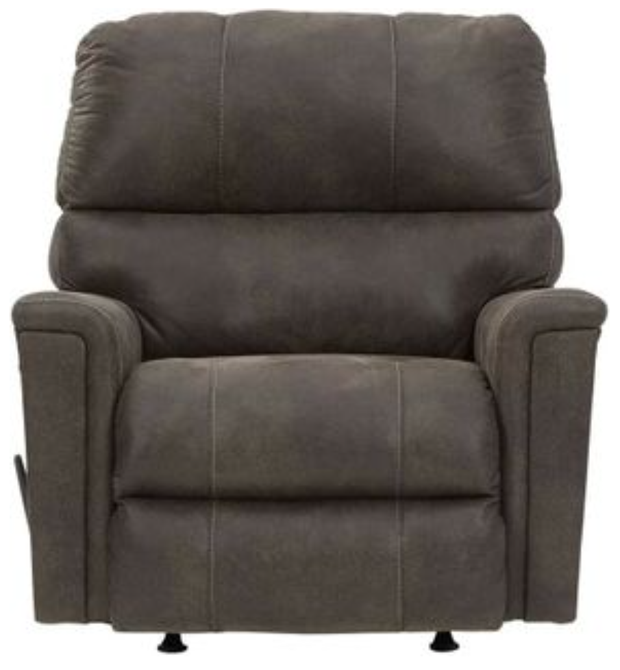 Navi Rocker Recliner In Smoke Faux Leather.