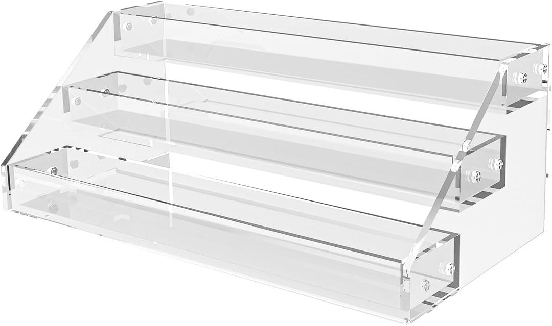 12" Acrylic Riser, Acrylic Shelves - 3-Tier Clear Perfume Organizer,Sturdy and Stable Acrylic Organizer for Display Decorative,Skincare Organizers for Countertop, Tabletop, Collectibles, Nail Polish