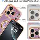 Designed for iPhone 17 Pro Case with Ring Stand, 360 Rotatable Holder Support Magnetic Car Mount Soft TPU Plating with Full-Covered Lens Protection Phone Case for iPhone 17 Pro Purple