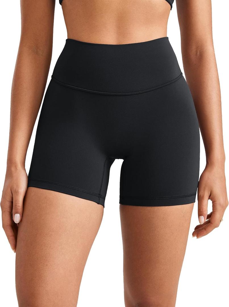 Women's High Waist No Front Seam Scrunch Butt Biker Shorts 5 Inches V-Back Scrunch Booty Gym Workouts (Small, Black)