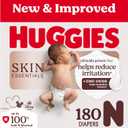 Huggies Size Newborn Diapers, Skin Essentials Baby Diapers, Size Newborn (6-9 lbs), 180 Count (3 Packs of 60)