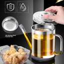 Gravy Fat Separator,1000ML Transparent Heat Resistant Glassware and Cover,with Stainless Steel Strainer,Silicone Bottom Cover and Stopper,