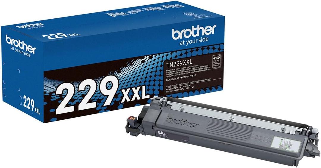 Brother Genuine TN229XXLBK Black Super High Yield Printer Toner Cartridge - Print up to 4,500 Pages(1), Compatible with HL-L3295CDW, HL-L8245CDW, MFC-L3780CDW, and MFC-L8395CDW Printers