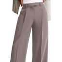 NIMIN Women Wide Leg Pants High Waisted Dressy Work Trousers Business Slacks Casual Pants with Pockets Mocha Brown, Small