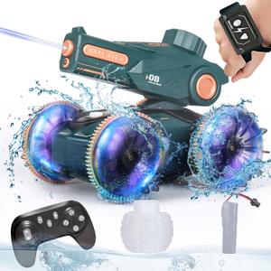 3-in-1 Remote Control Car, RC Boat & Water Gun - Amphibious RC Car for Land & Water, Adjustable Speed, Waterproof, Perfect Boys Toys 4-12 Years Old boy Gifts for Pool Beach, Summer Fun-Green