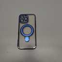 Magnetic for iPhone 16 Pro Max Case with Invisible Stand[Compatible with MagSafe][Full Camera Lens Protector][Military Drop Protection] Shockproof Not Yellowing Clear Slim Soft for Women Men (Blue Titanium)