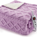 CAROMIO Heated Throw Blanket - Thick Tufted Sherpa Electric Blanket Throw with 10 Heating Levels and 10 Time Settings, ETL Certified Machine Washable Fast Heating Blanket Throw 50"×60", Purple