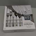 Mikasa Satin Loft 65-Piece Flatware Set for 12, 18/ 10 Stainless Steel Silverware with Forks, Knives, Spoons, and Serving Utensils, Durable and Elegant Design