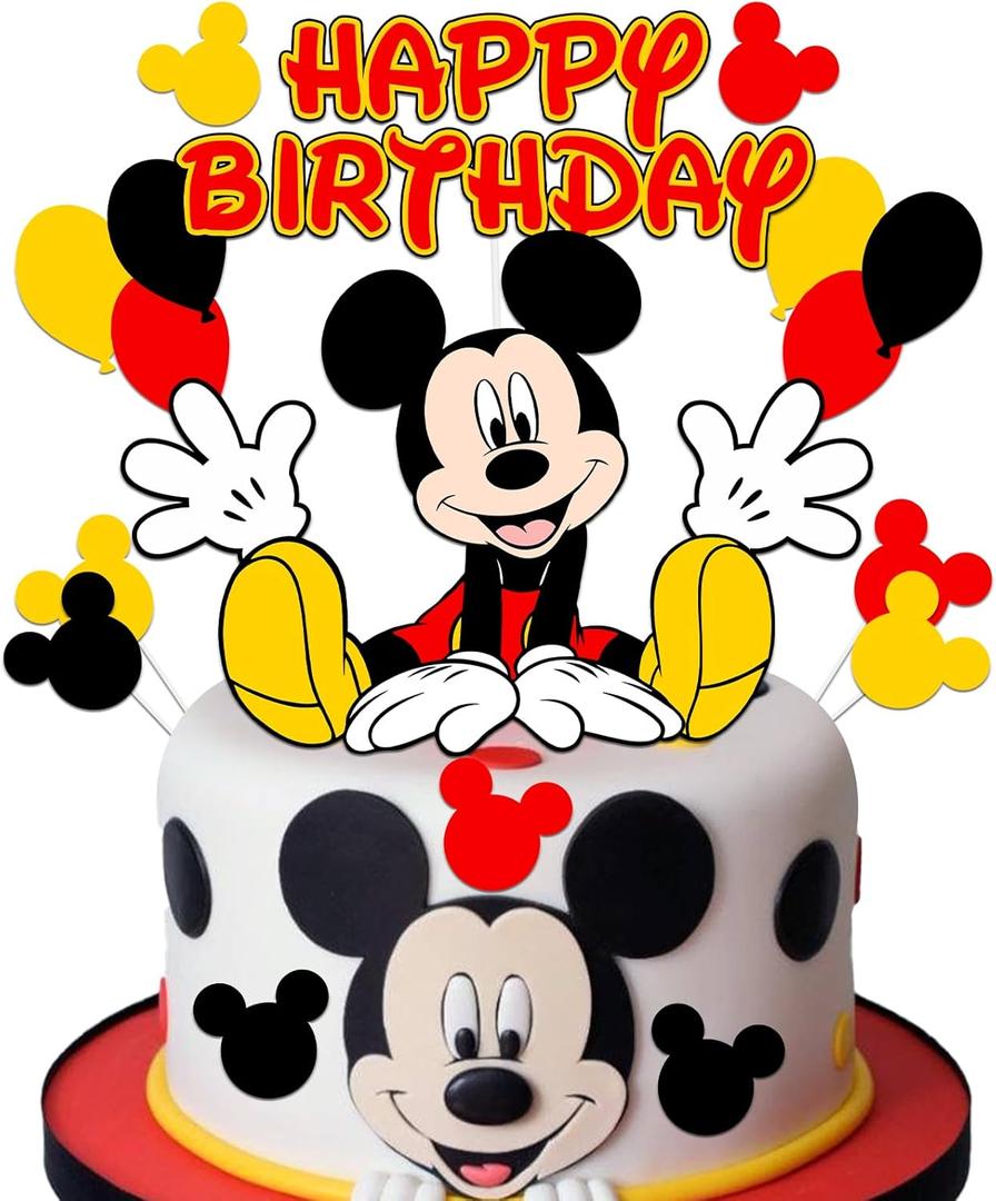3 x WEERSHUN Mouse Cake Topper for Birthday Party Decoration 15Pcs - Mouse Cartoon Birthday Party Supplies - Cupcake Decoration Supplies for Kids Boys Birthday Party