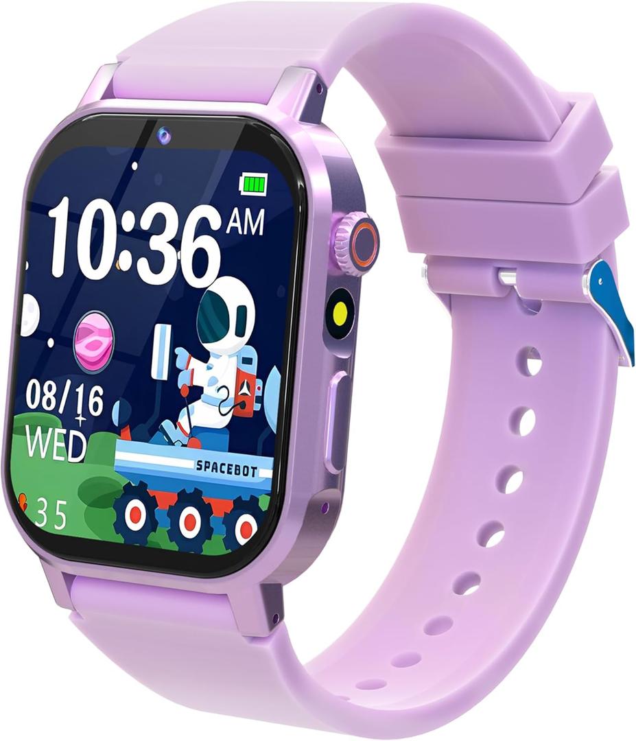 Kids Smart Watches Girls Age 3-12, Smart Watch for Kids with 32 Games HD Touch Screen Camera Video Alarm Music Audiobooks Pedometer Flashlight 12/24 hr Toys Birthday Gifts for Girls Ages 5 6 7 8 9 10 (Purple)