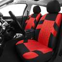 Pariitadin Car Seat Covers Full Set, Washable and Breathable Premium Cloth Automotive Vehicle Seat Cover for Car Interior, Universal Fit for Most Cars, Sedan, Truck, SUV(Black/Red)
