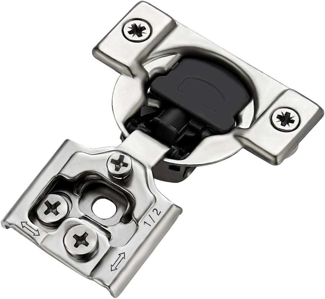 Ravinte 2 Pack 1 Pairs 1/2 inch Overlay Soft Close Hinges for Kitchen Cabinet Hinges Satin Nickel Hidden Hinges Stainless Steel Concealed Hinge self Closing