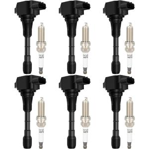 ECCPP UF617 6 ignition coils with 6 iridium Spark Plugs for Nissan for Infiniti 370Z G37 M37 Q50 Q60 Q70 QX50 QX70 V6 3.7L 22448-EY00A UF617