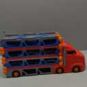 SYNCFUN Carrier Truck Race Track Toddler Toy - 8-FT Foldable 3 Layer Toy Truck with 12 Die-Cast Metal Racing Cars and Lights & Sounds Gift for 3 4 5 Years Old Boys and Girls-Blue