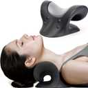 RESTCLOUD Comfortable Neck Stretcher for Neck Pain Relief, Neck and Shoulder Relaxer Cervical Traction Device for TMJ Pain Relief and Muscle Relax, Cervical Spine Alignment Chiropractic Pillow (Black)
