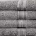 Luxury Oversized Bath Towels | 650 GSM, 34" x 56" | Hotel Quality, Soft & Highly Absorbent | Quick Dry, Thick, Combed Cotton Bathroom Towels | Grey - 4 Pack