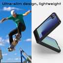 for Samsung Galaxy Z Flip 7 Case Magnetic, Z Flip 7 Case [Compatible with MagSafe], Translucent Matte Military Grade Drop Protection Slim Fit Hard PC Rugged Phone Cover for ZFlip7,Black