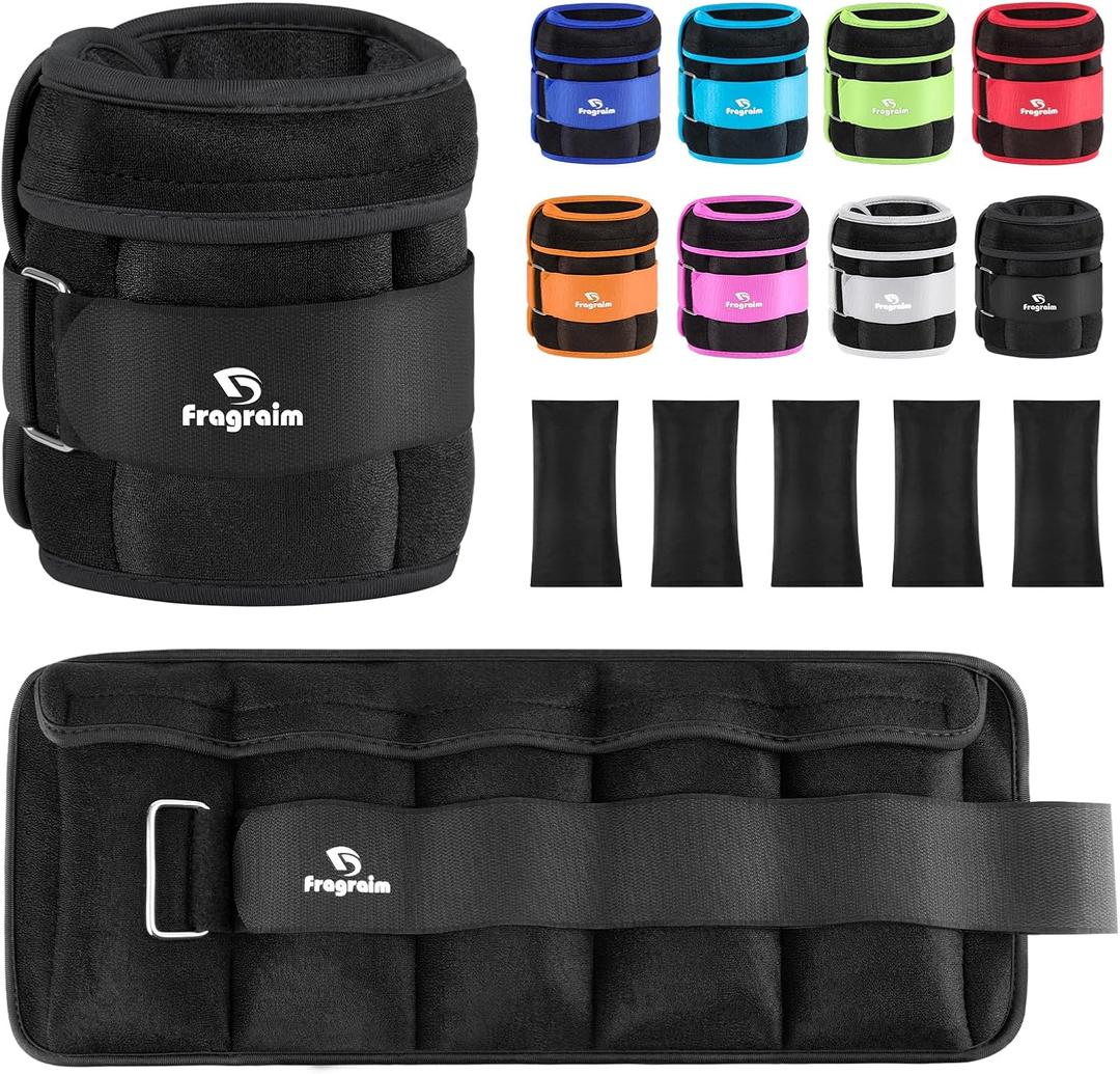 Fragraim Adjustable Ankle Weights 1-3/4/5/6/8/10/12/15/20 LBS Pair with Removable Weight for Jogging, Gymnastics, Aerobics, Physical Therapy (Black)