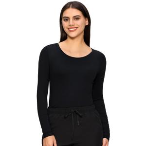 Underscrub Long Sleeve Women, Scrub Undershirts Crew Neck Comfort Tee with Ultra Soft Fabric (Small, Black)