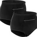 LUEXBOX Pocket Pantie for Women, Travel Underwear with Secret Pocket Panties Women's, 2 Packs (Black) XL